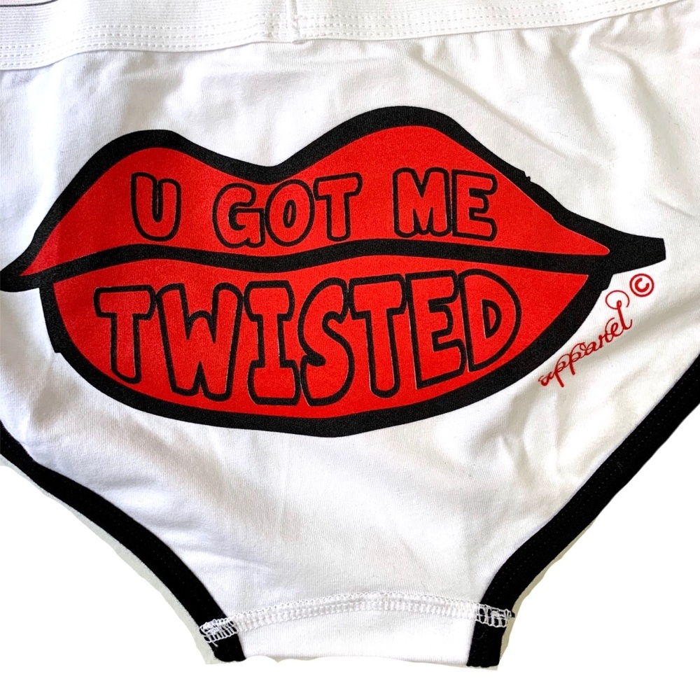 New WHITE - Women's white cotton underwear with cute red lips.